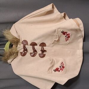 Little Lass Infant Toddler Girls Poncho Hooded Faux Fur Embroidered Size 24M EUC